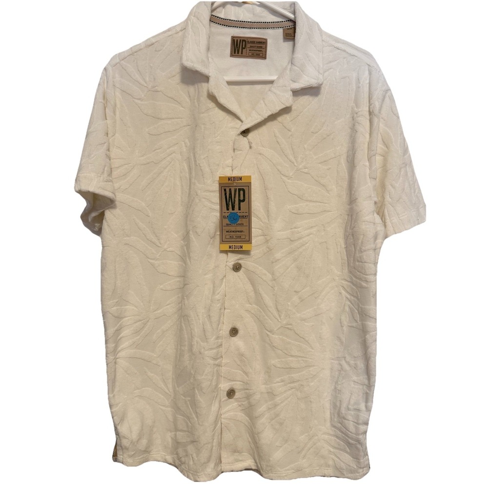 Men's NWT Weatherproof Textured Short Sleeve Button‎ Up Shirt Size Medium